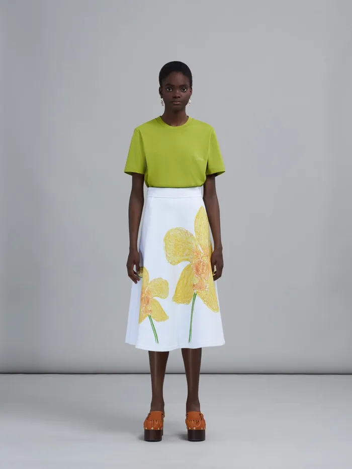 Marni Orchids Print Cotton Sweatshirt Skirt Lily White Womens Skirts Marni Orchids Print Cotton Sweatshirt Skirt Lily White Womens Skirts