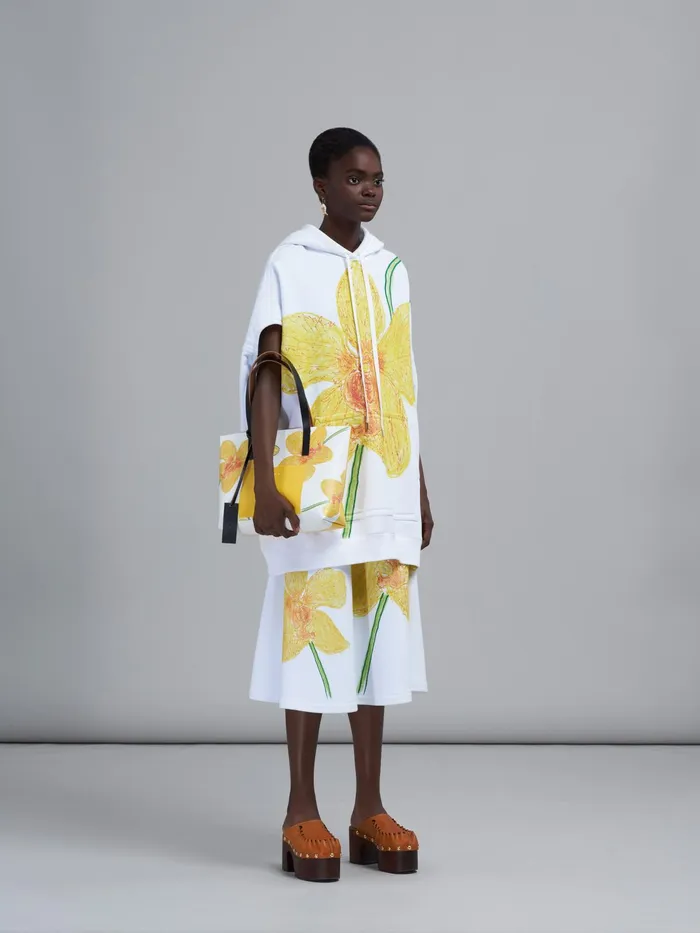 Marni Orchids Print Cotton Sweatshirt Skirt Lily White Womens Skirts Marni Orchids Print Cotton Sweatshirt Skirt Lily White Womens Skirts