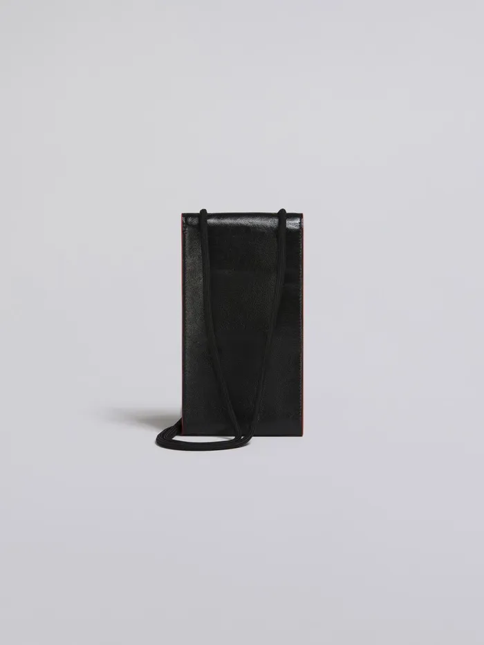 Marni Shiny Leather Phone Case Black Mens Wallets and Small Leather Goods