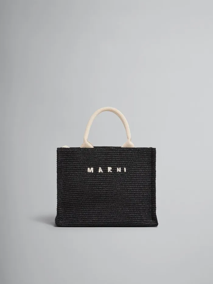 Marni Small Raffia Tote Bag Black Womens Shopping Bags