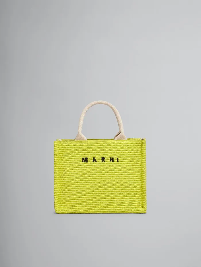 Marni Small Yellow Raffia Tote Bag Lime Womens Shopping Bags