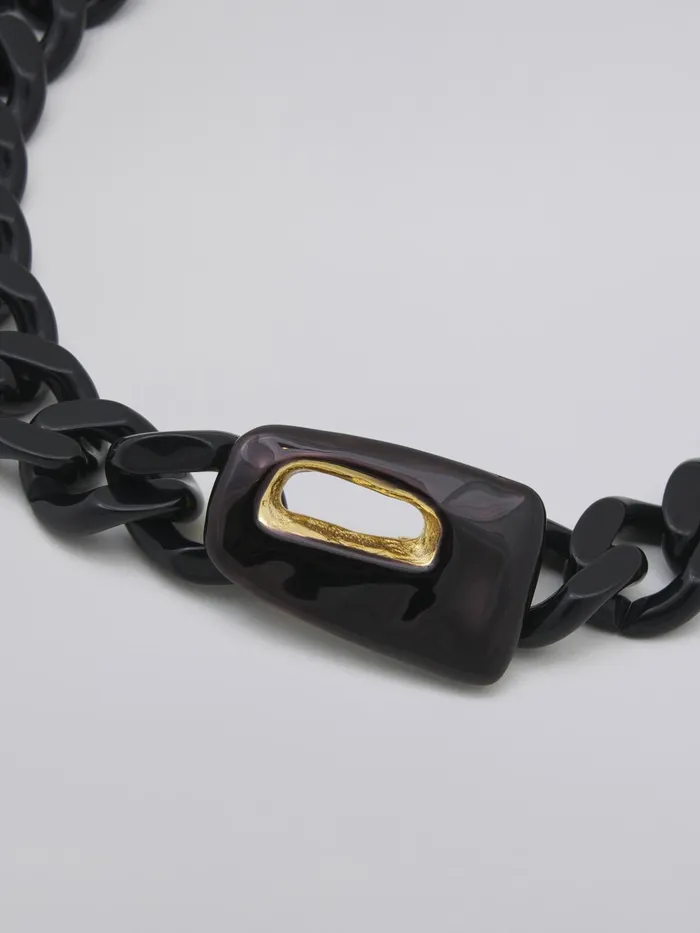 Marni Trapeze Necklace In Metal Resin And Black Enamel Coal Womens Necklaces