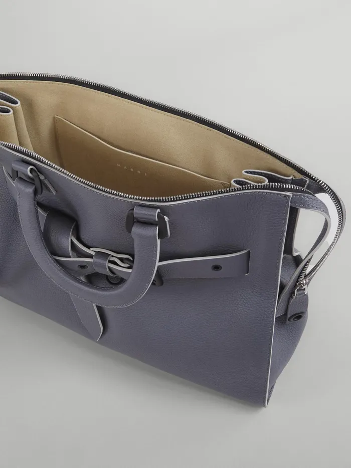 Marni Treasure Bag In Grey Leather Smoke Mens Shopping Bags Marni Treasure Bag In Grey Leather Smoke Mens Shopping Bags