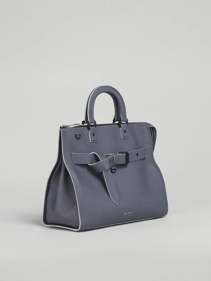 Marni Treasure Bag In Grey Leather Smoke Mens Shopping Bags Marni Treasure Bag In Grey Leather Smoke Mens Shopping Bags