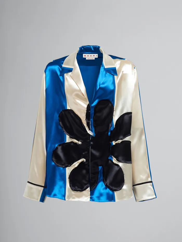 Marni Viscose Satin Shirt Ivory Mens Shirts