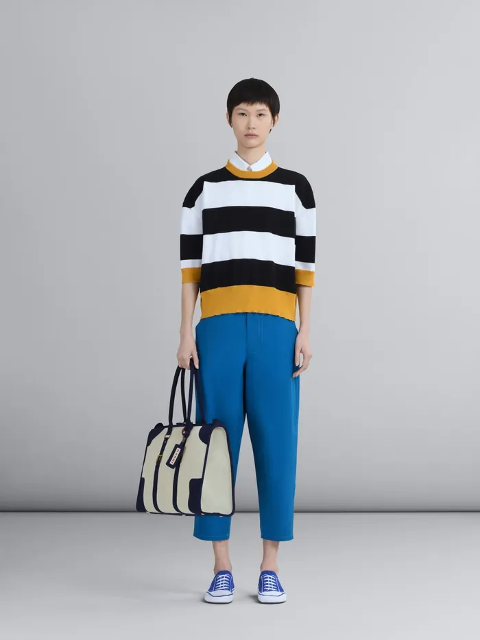 Marni White And Blue Trompel039il Jacquard Travel Bag Silk White Womens Handbags Marni White And Blue Trompel039il Jacquard Travel Bag Silk White Womens Handbags
