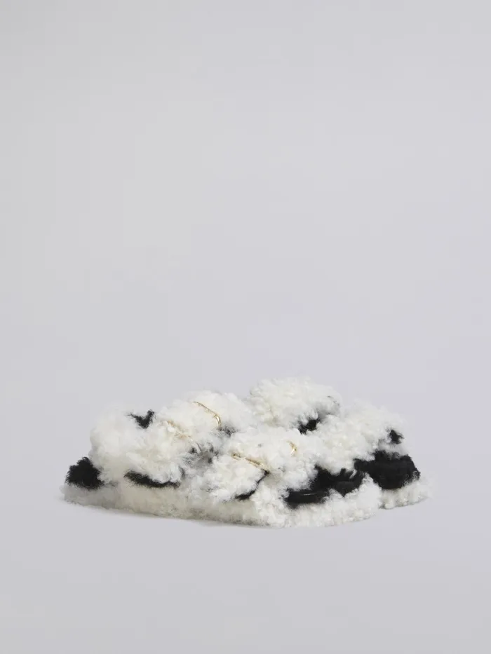 Marni White Shearling Fussbet Natural White Womens Sandals and Wedges Marni White Shearling Fussbet Natural White Womens Sandals and Wedges