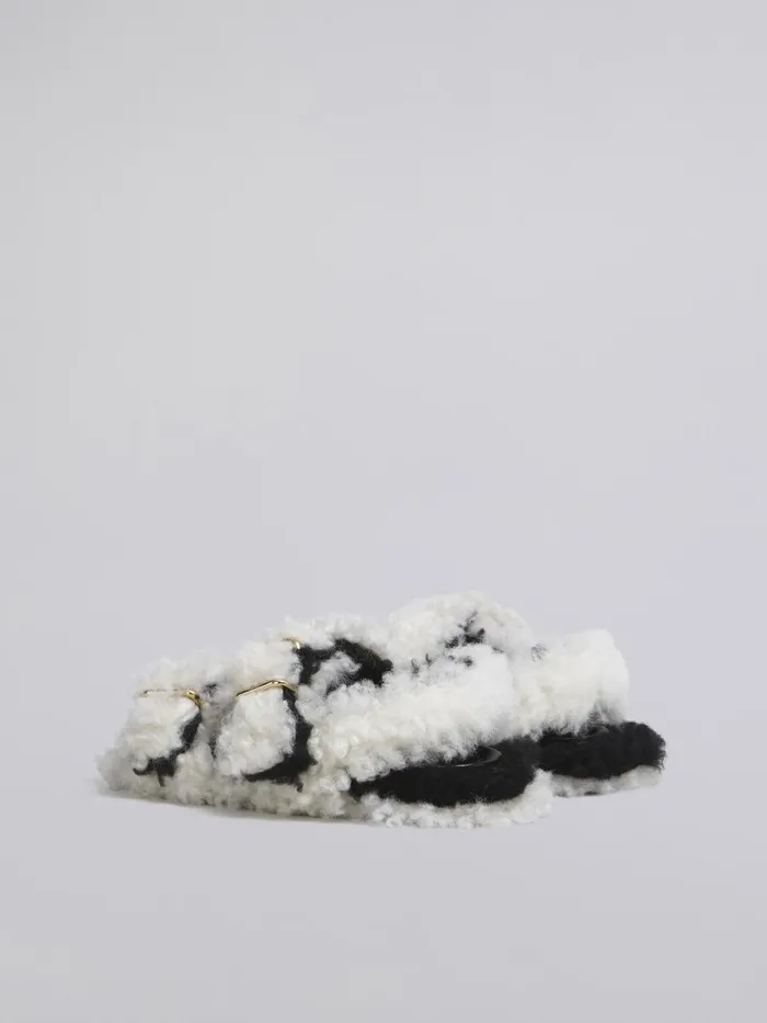 Marni White Shearling Fussbet Natural White Womens Sandals and Wedges Marni White Shearling Fussbet Natural White Womens Sandals and Wedges