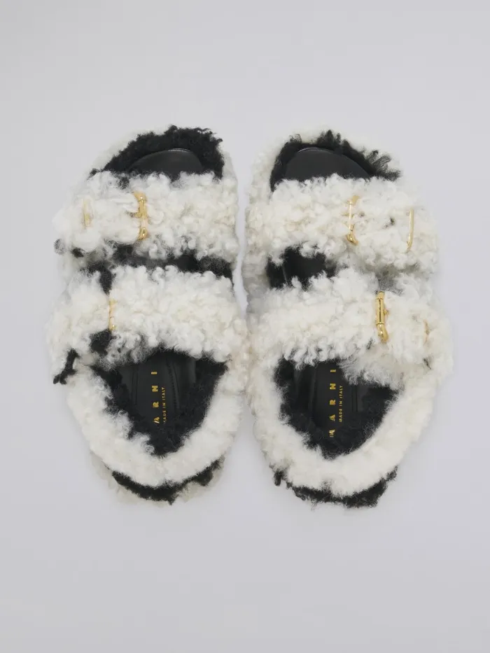 Marni White Shearling Fussbet Natural White Womens Sandals and Wedges Marni White Shearling Fussbet Natural White Womens Sandals and Wedges