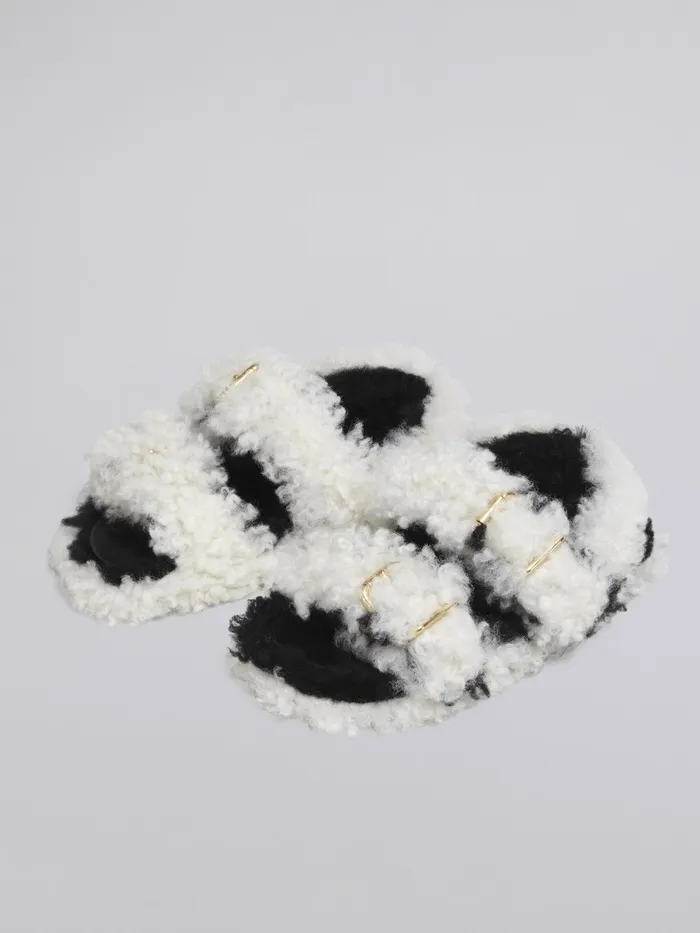 Marni White Shearling Fussbet Natural White Womens Sandals and Wedges Marni White Shearling Fussbet Natural White Womens Sandals and Wedges