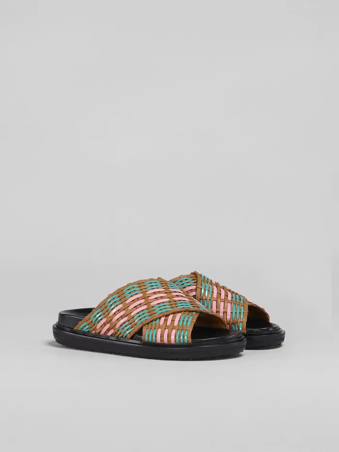 Marni Woven Leather Fussbett Pink Womens Sandals and Wedges Marni Woven Leather Fussbett Pink Womens Sandals and Wedges