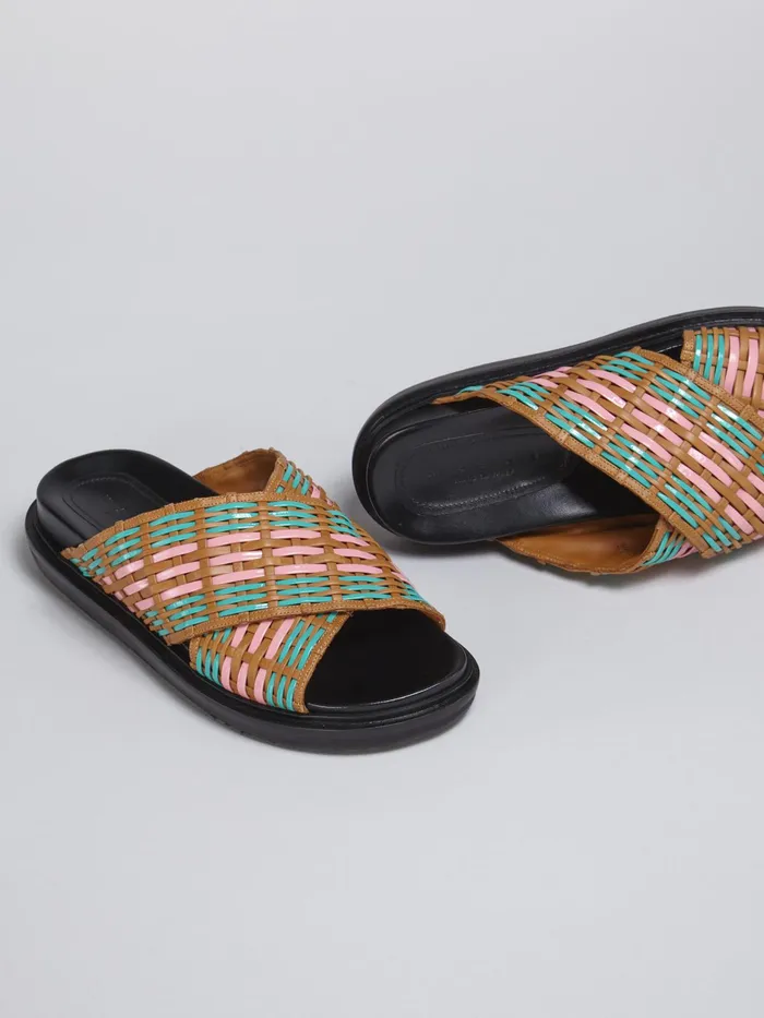 Marni Woven Leather Fussbett Pink Womens Sandals and Wedges Marni Woven Leather Fussbett Pink Womens Sandals and Wedges