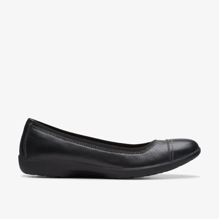 Meadow Opal Black Leather Women Clarks Flats