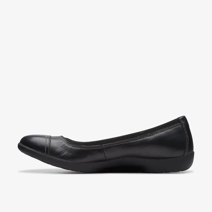 Meadow Opal Black Leather Women Clarks Flats