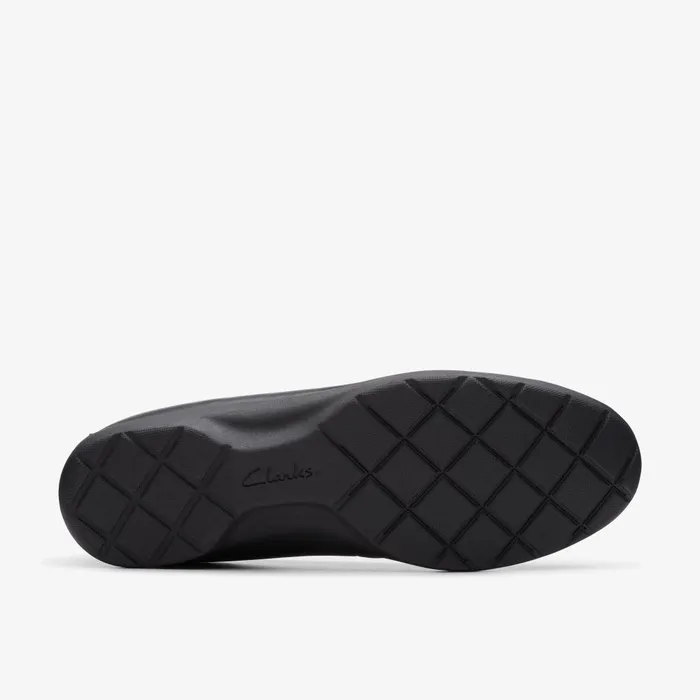 Meadow Opal Black Leather Women Clarks Flats