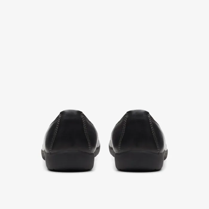 Meadow Opal Black Leather Women Clarks Flats