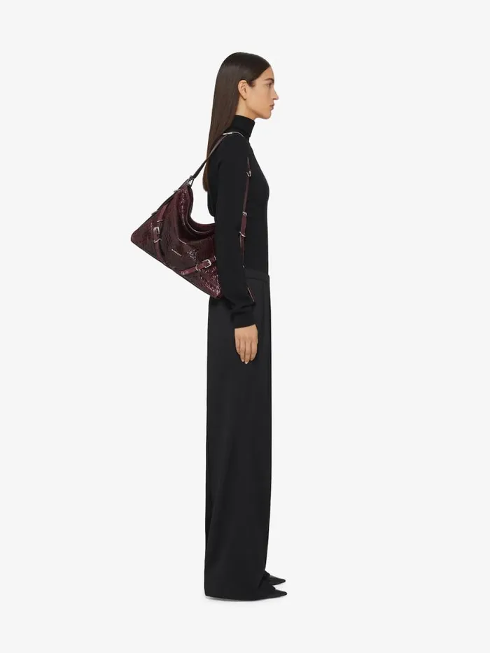 Medium Voyou Bag In Crackled Patent Leather Oxblood Red Women Givenchy Shoulder Bags