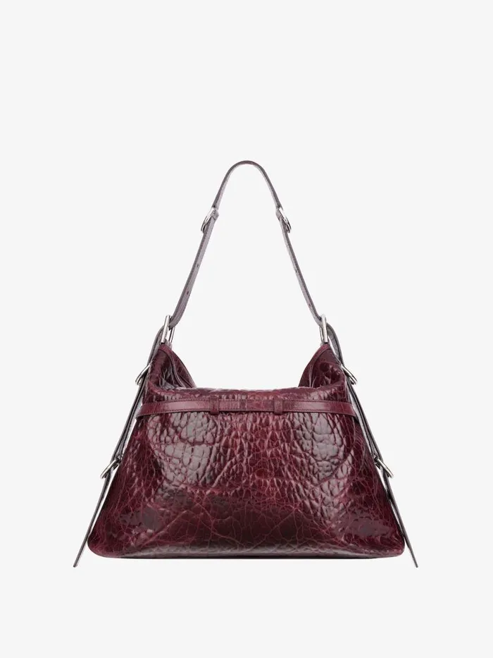 Medium Voyou Bag In Crackled Patent Leather Oxblood Red Women Givenchy Shoulder Bags