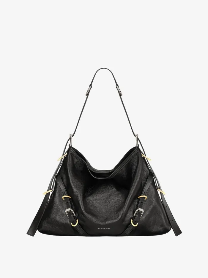 Medium Voyou Bag In Leather Black Women Givenchy Shoulder Bags