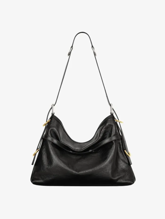 Medium Voyou Bag In Leather Black Women Givenchy Shoulder Bags