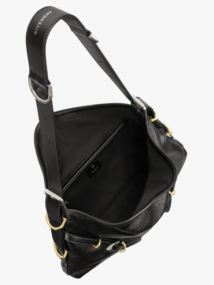 Medium Voyou Bag In Leather Black Women Givenchy Shoulder Bags