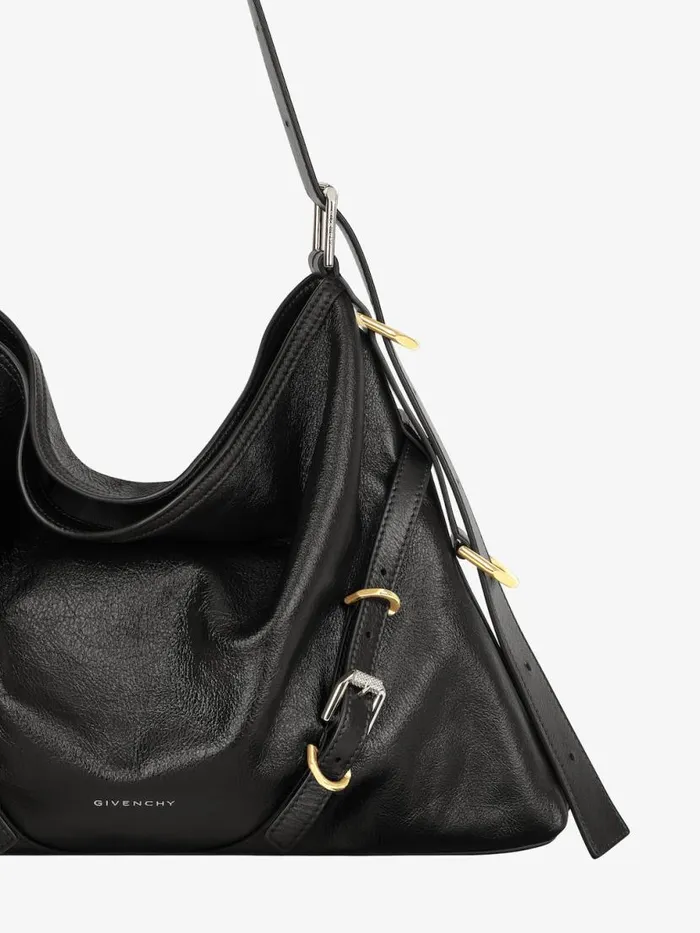 Medium Voyou Bag In Leather Black Women Givenchy Shoulder Bags