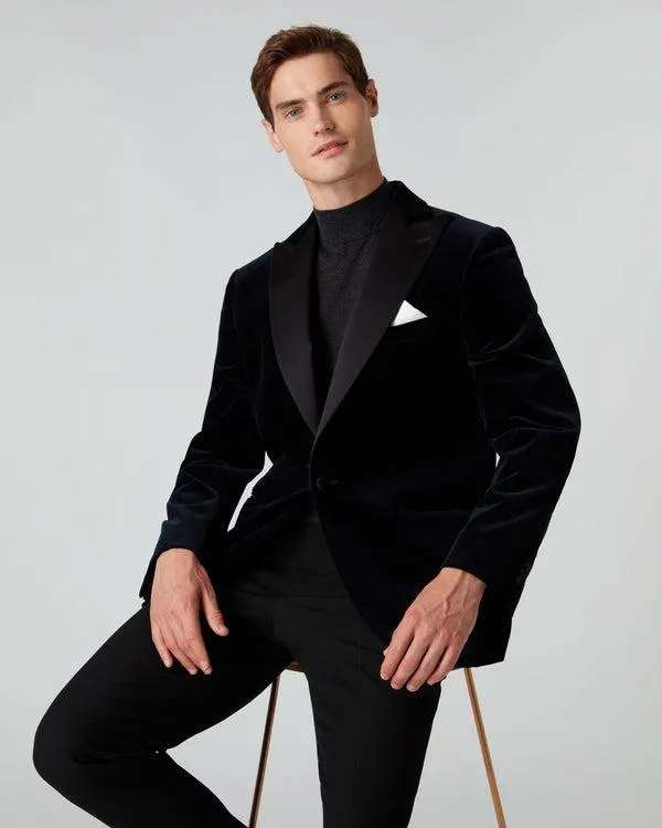 Men 007 Woven Dinner JacketIn Midnight Navy Blue Midnight Navy Blue NPeal Coats and Jackets