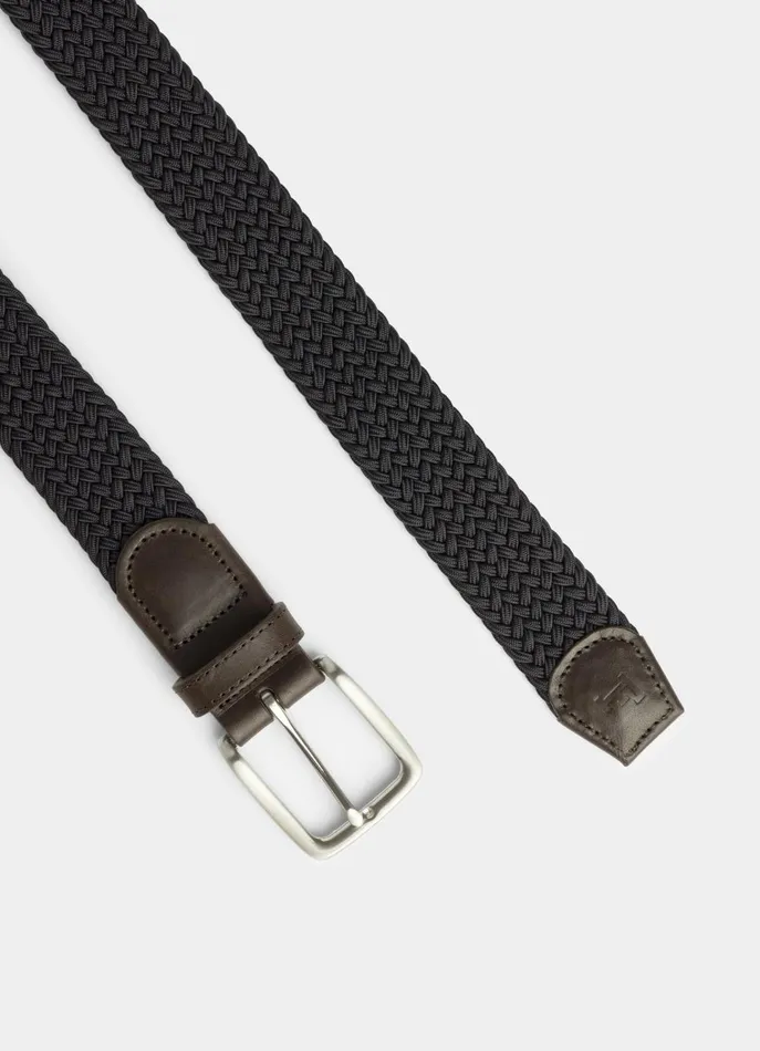 Men Belts Faonnable Braided Belt With Leather Details Marine Blue