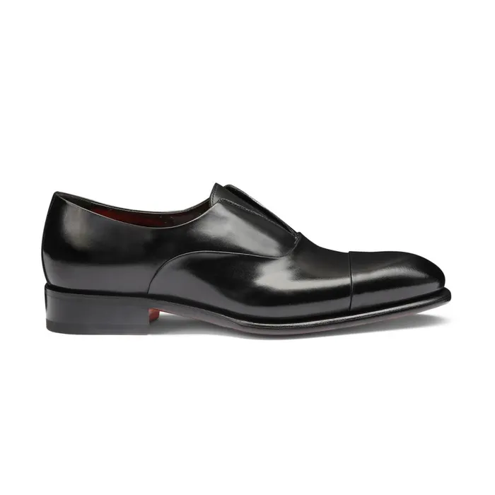 Men Black Leather LaceUp Shoe Santoni LaceUps