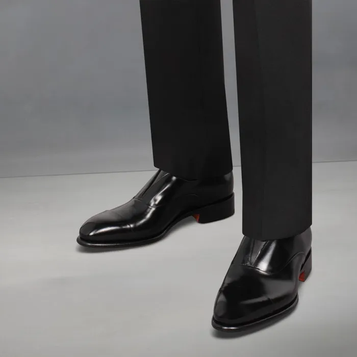 Men Black Leather LaceUp Shoe Santoni LaceUps