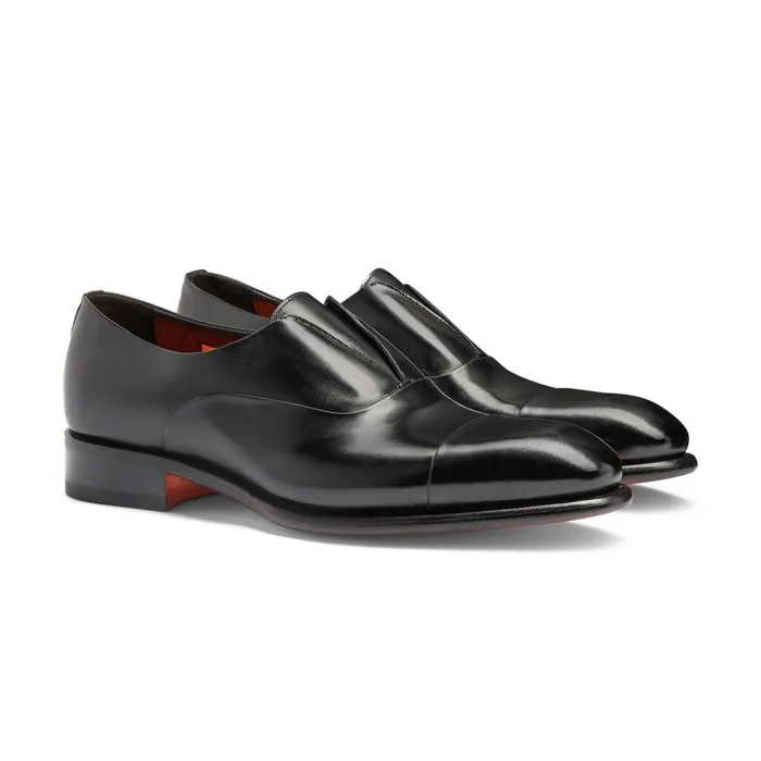 Men Black Leather LaceUp Shoe Santoni LaceUps