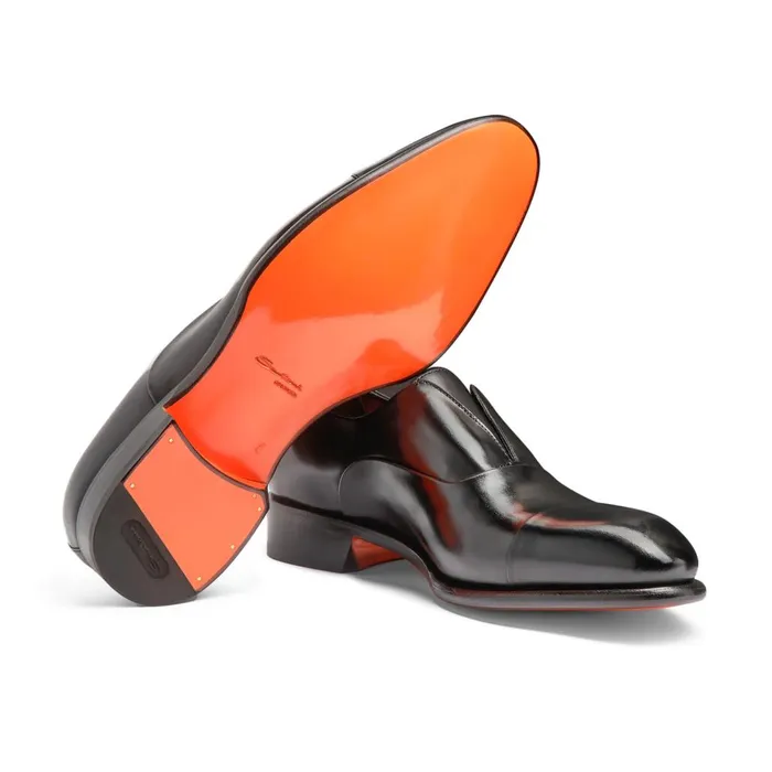 Men Black Leather LaceUp Shoe Santoni LaceUps