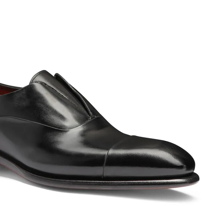 Men Black Leather LaceUp Shoe Santoni LaceUps