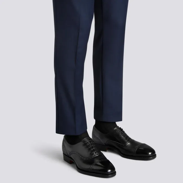 Men Black Leather Oxford Shoe Santoni LaceUps