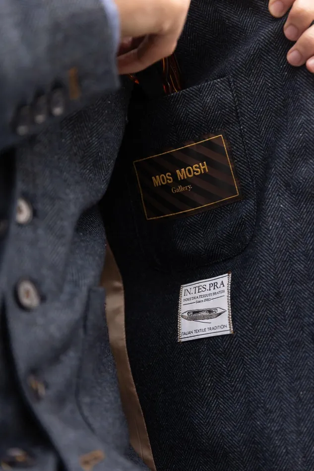 Men Blazers MOS MOSH MMGMason Herringbone Blazer Indigo Blue