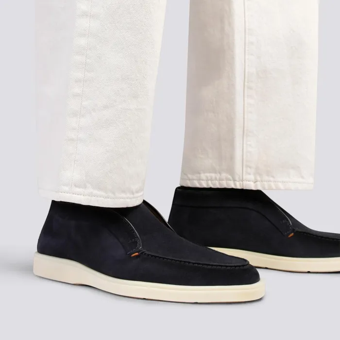 Men Blue Suede Desert Boot Santoni Boots
