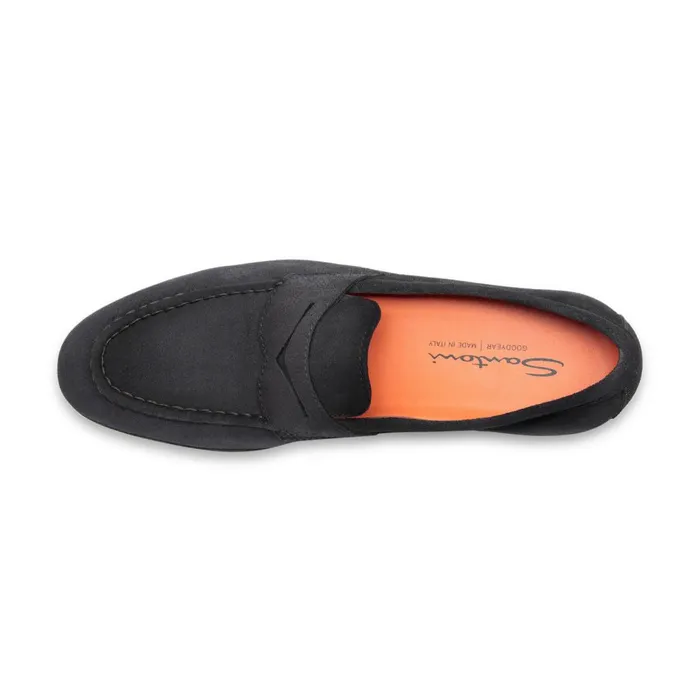 Men Blue Suede Penny Loafer Santoni Loafers