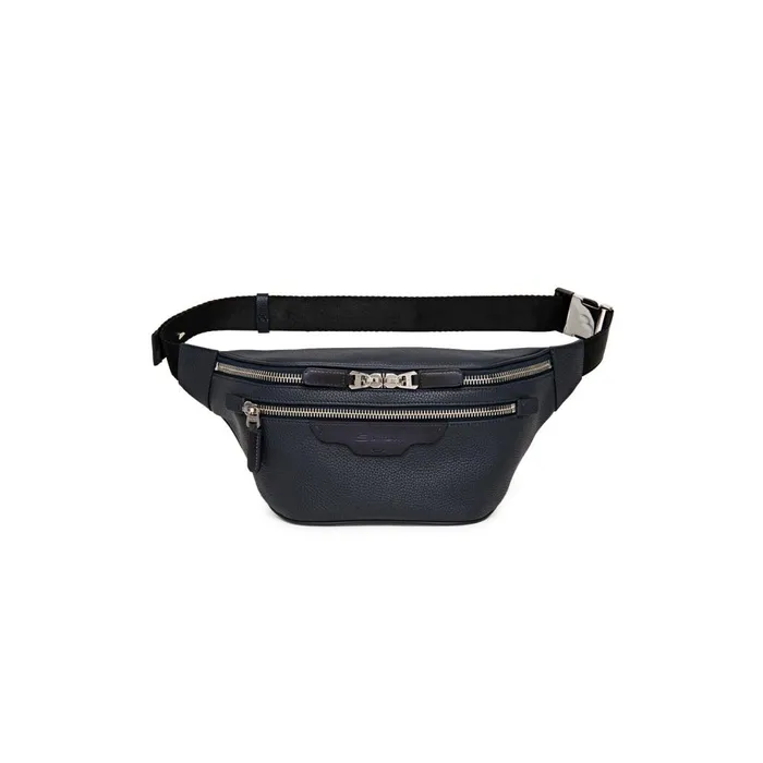 Men Blue Tumbled Leather Belt Bag Santoni Bags and Backpacks