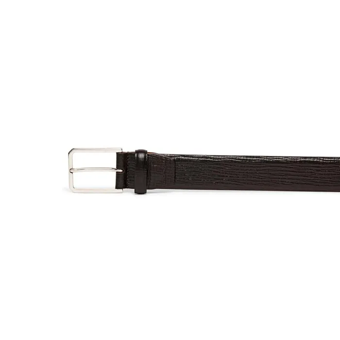 Men Brown Embossed Leather Adjustable Belt Santoni Belts