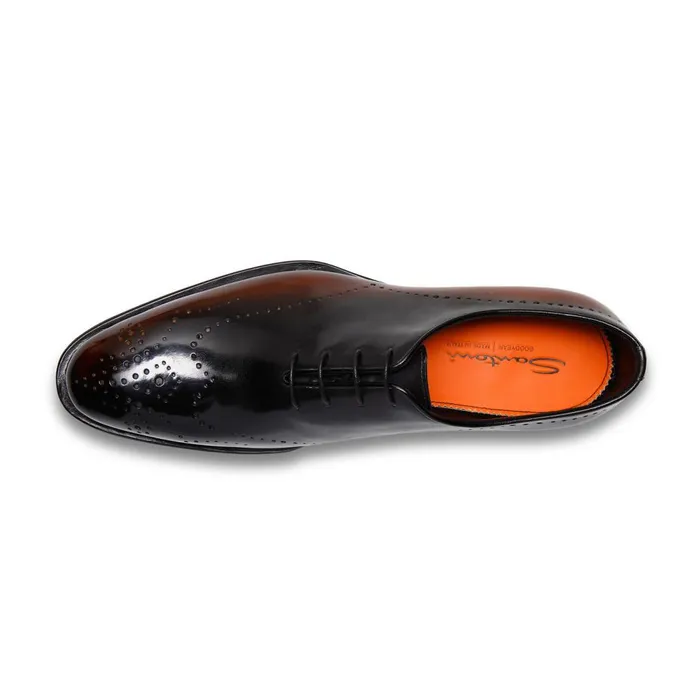 Men Brown Leather Oxford Brogue Santoni LaceUps