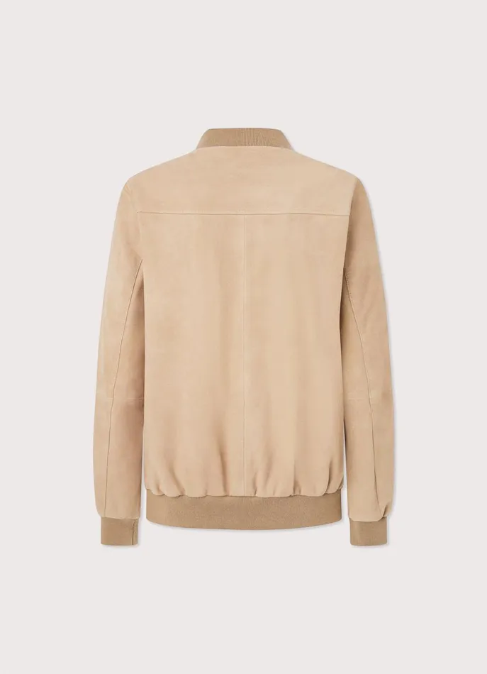 Men Coats and Jackets Faonnable Suede Bomber Jacket Light Beige