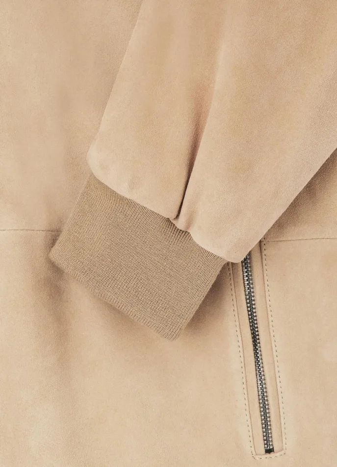 Men Coats and Jackets Faonnable Suede Bomber Jacket Light Beige