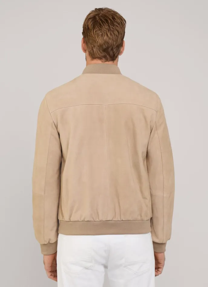 Men Coats and Jackets Faonnable Suede Bomber Jacket Light Beige