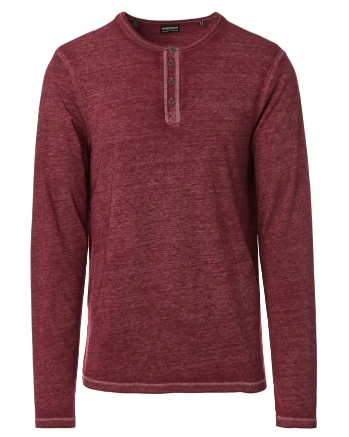 Men Faded Kaduk Henley Shirt Dk Cranberry Buffalo David Bitton Tops and Tees
