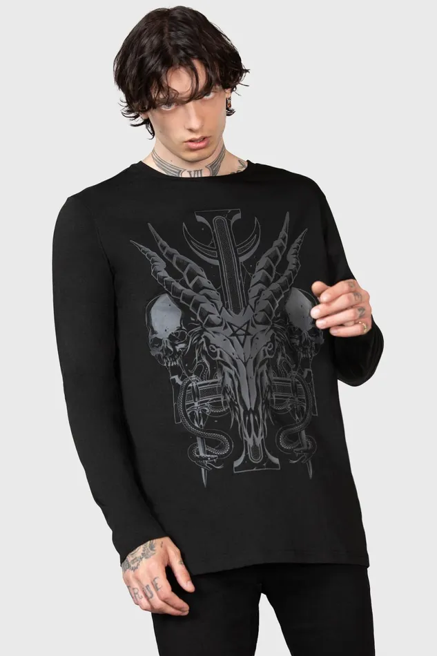 Men Graphic Tops Killstar Infernal Ashes Long Sleeve Top
