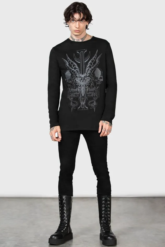 Men Graphic Tops Killstar Infernal Ashes Long Sleeve Top