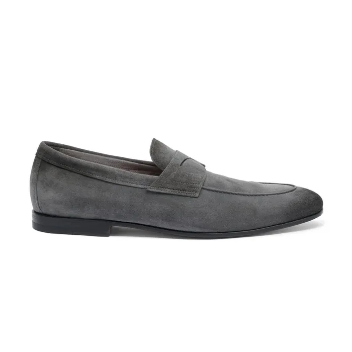Men Grey Suede Carlo Loafer Santoni Loafers