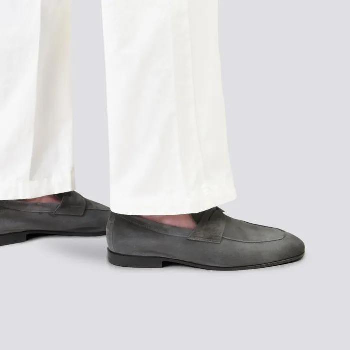 Men Grey Suede Carlo Loafer Santoni Loafers