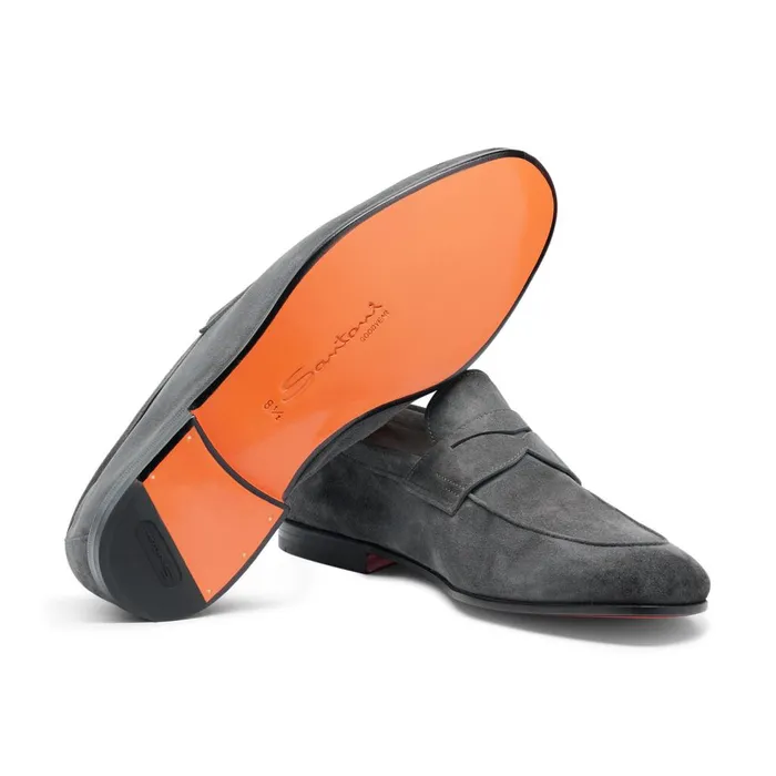 Men Grey Suede Carlo Loafer Santoni Loafers