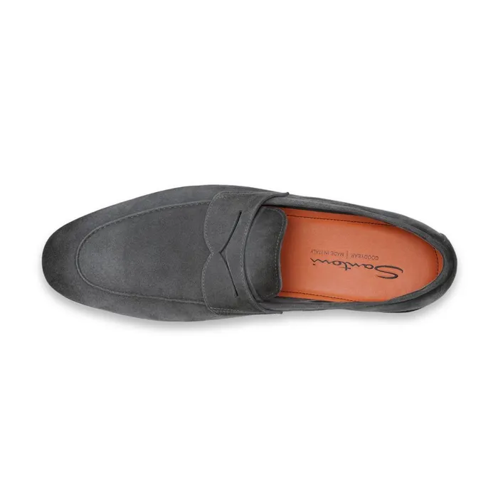 Men Grey Suede Carlo Loafer Santoni Loafers
